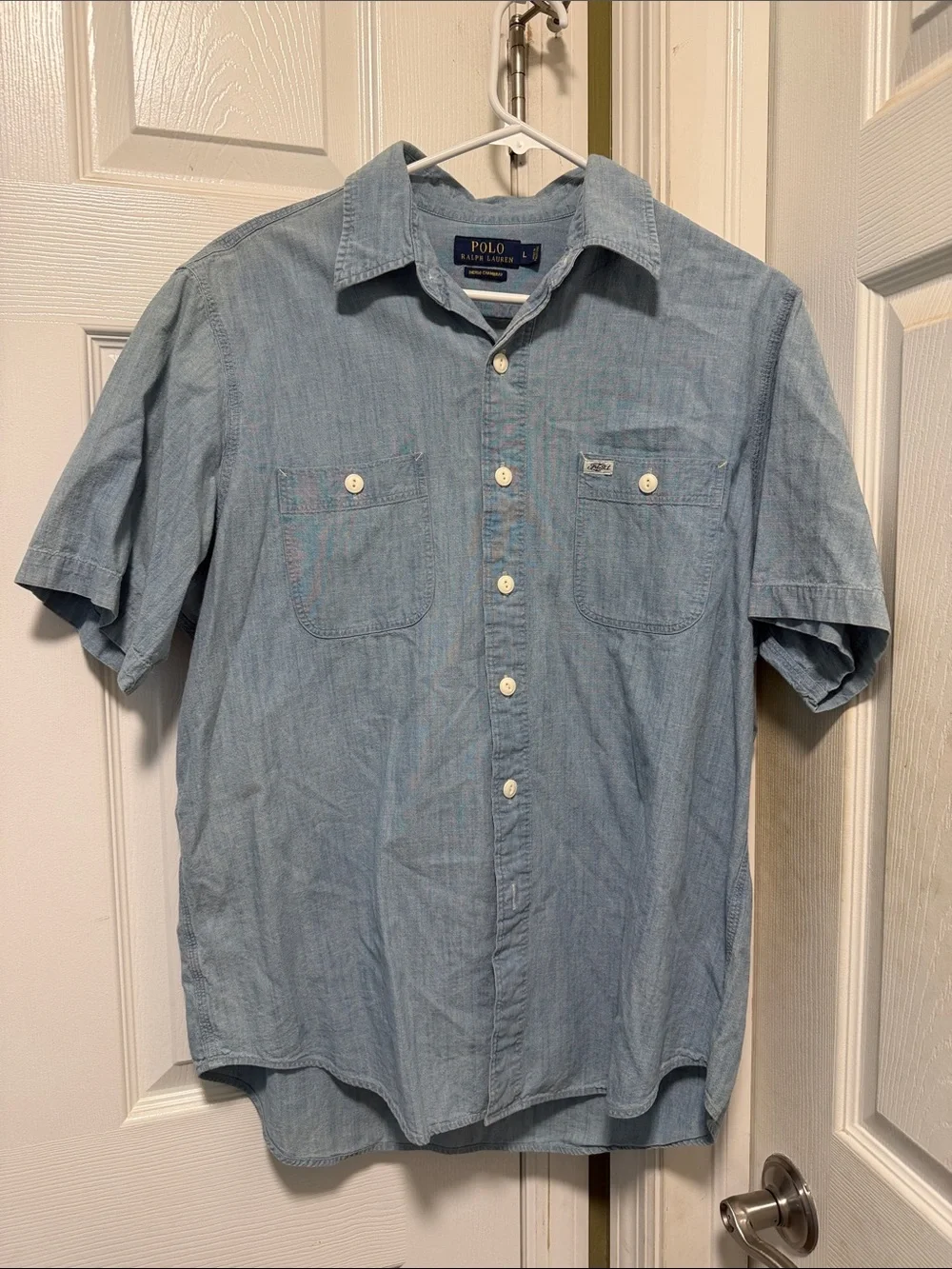 Men’s Polo Ralph Lauren Indigo Chambray Polo Shirt Size Large